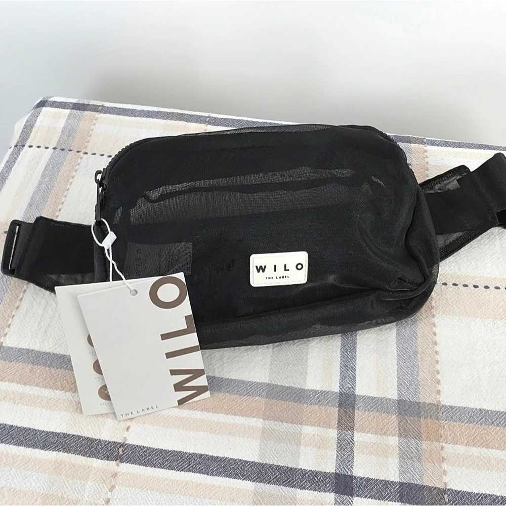 Wilo The Label Active Sheer Belt Bag Black Mesh Fanny Pack Anthropologie NWT
